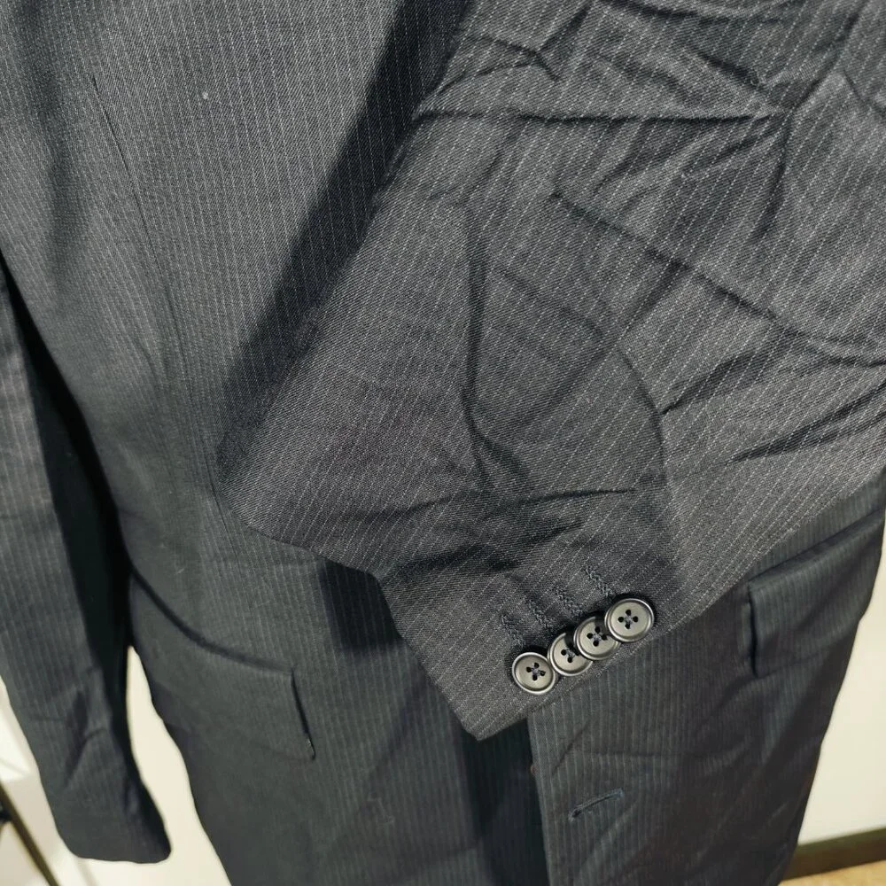 Banana Republic Men's Sport Coat Blazer Three Button Dark Navy‎ Striped Wool 46R